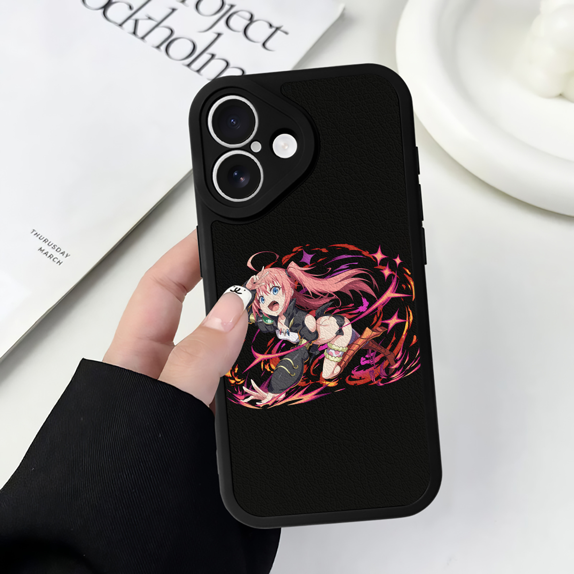 （画像用） 転スラ Regarding Reincarnated to Slime 【iPhone 16シリーズ対応】シリコンスマホケース（レザー調） 材質：シリコン